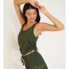 Débardeur femme froncé vert