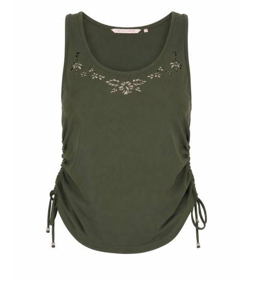 Débardeur femme froncé vert
