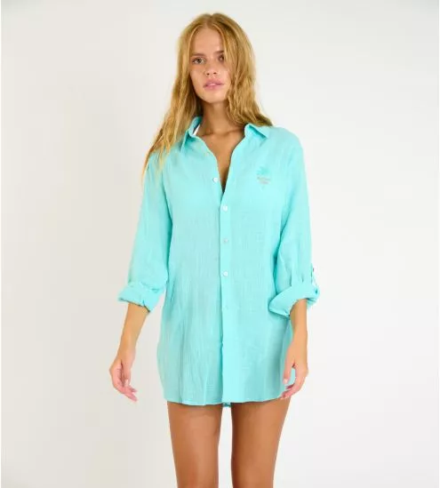 Chemise longue en coton...