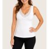 White cotton tank wife lace neck