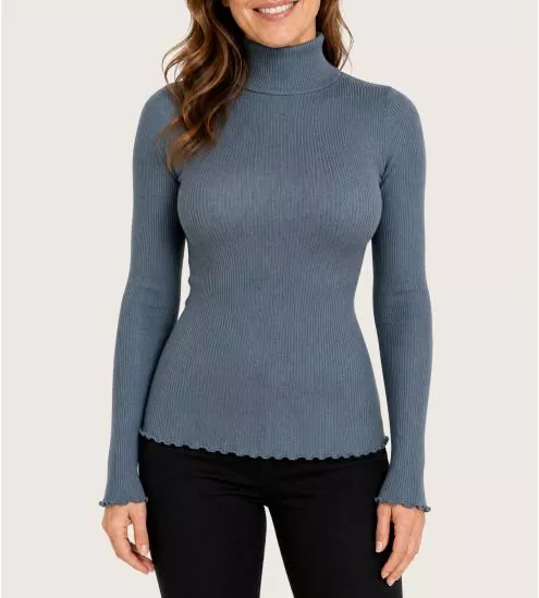 Pull laine & soie femme Bleu Sucre