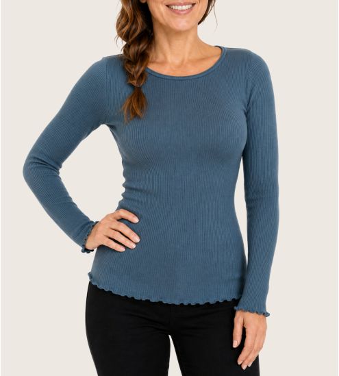 Pullover Blaue Wolle & Seide Tempet