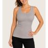 Rippbett Baumwolltank Top Beige Zeichenfolge