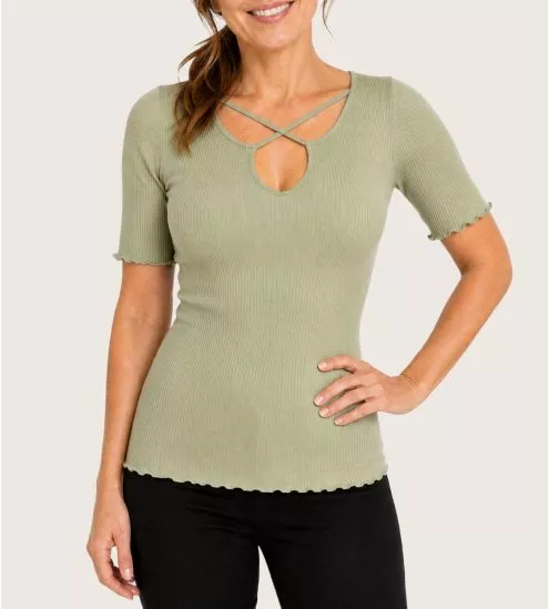 T-shirt côtelé vert Pistacchio