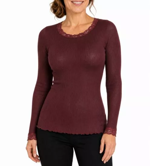 Pull fin marron Laine & Soie Cacao