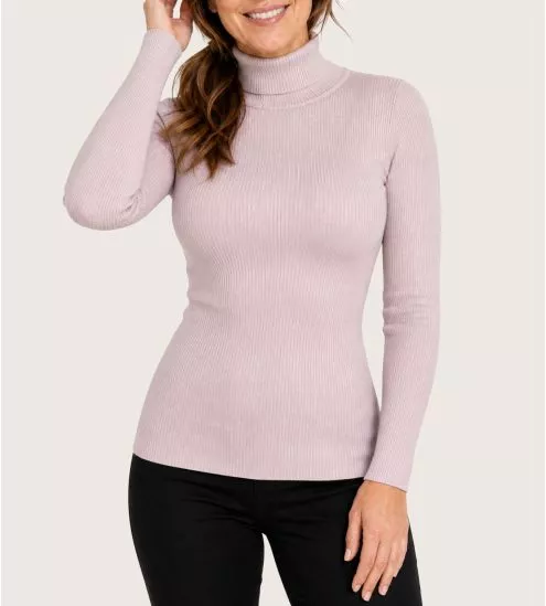 Pull thin wool and silk sweater mauve