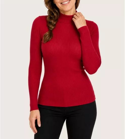 Red Collar Sweater Red Wool & Silk