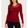 Pullover Wolle & Seide mit roter Spitze
