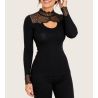 Pullover Wolle & Seide mit schwarzer Spitze