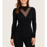 Pullover Wolle & Seide mit schwarzem Strassband