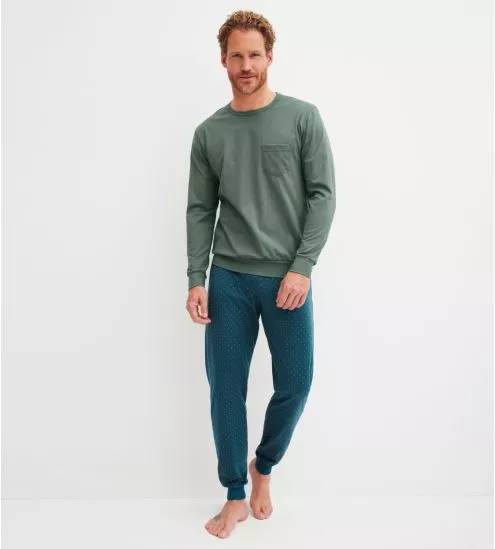Pyjama long resserré pour homme Relax Imprint Laurel Green