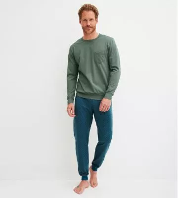 Pyjama long resserré pour homme Relax Imprint Laurel Green