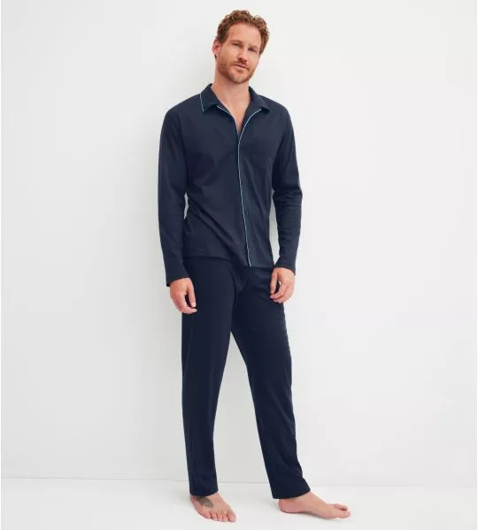 Men's pajamas with buttons Relax Choice Saphir Blue