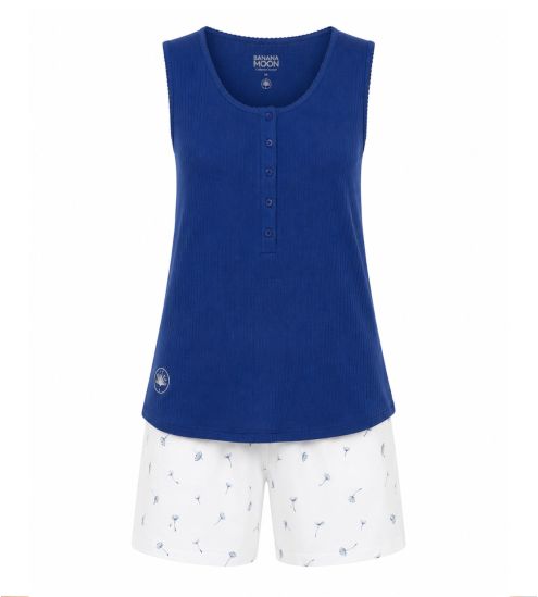 Pyjama court sans manches Blanc & Bleu