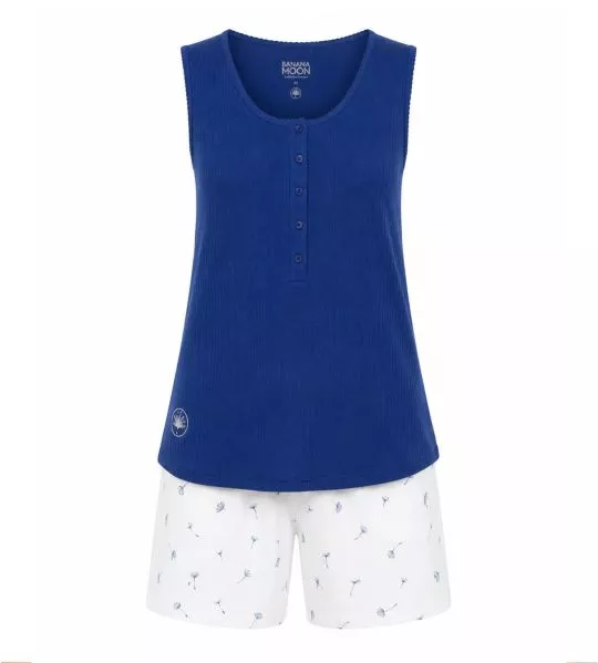 Pyjama court sans manches Blanc & Bleu