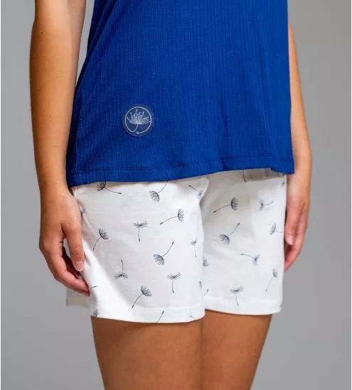 Pyjama court sans manches Blanc & Bleu