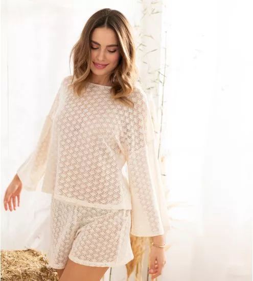 Pull en crochet Seventies Chanvre