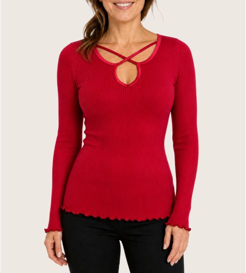 Top Langarmwolle & Seide Rosso