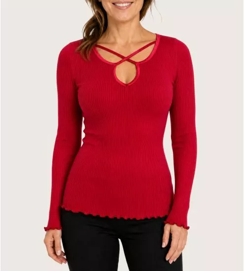 Top manches longues Laine & Soie Rosso