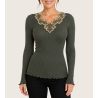 Top-Seidenwolle mit gesticktem Kragen Bosco