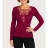 Top Wolle & Seide Macramé Sangria Ausschnitt
