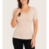 Top Rosa Wolle & Seide bestickt Quarzo