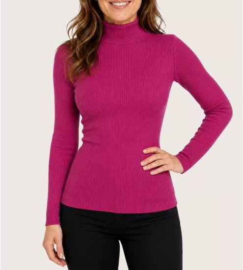Fuchsia Wool & Silk Collar Sweater