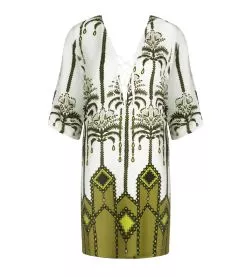 Tunique de plage Palmier Audace Kaki & Blanc