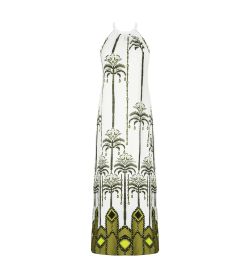 Robe longue Palmier Audace Kaki & Blanc