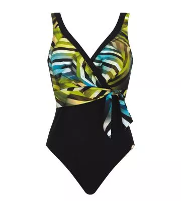 Maillot de bain entier cache coeur Noir et Vert