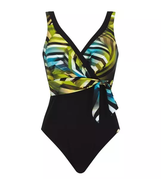 Maillot de bain entier cache coeur Noir et Vert