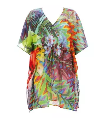 Tunique ample et fluide type poncho multicolore