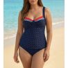 Zweiteiliger Tankini ohne Bügel, Marineblau/Rot
