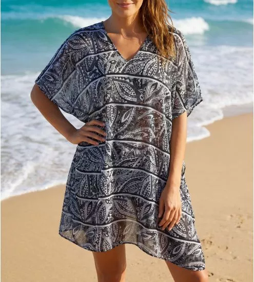 Tunique en voile imprimé Noir & Blanc