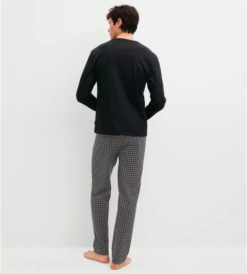 Pyjama long homme col tunisien Noir