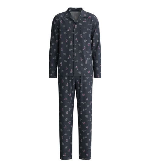 Pyjama boutonné homme imprimé chiens Dark Sapphire