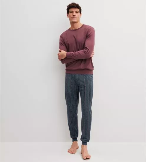 Pyjama long homme resserré Mahogany Red