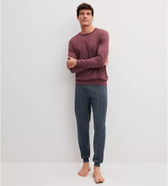 Pyjama long homme resserré Mahogany Red