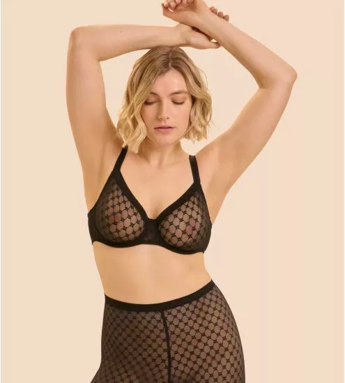 Soutien gorge moulé décolleté plongeant Plume Noir