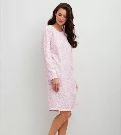 Pink long-sleeved nightgown...