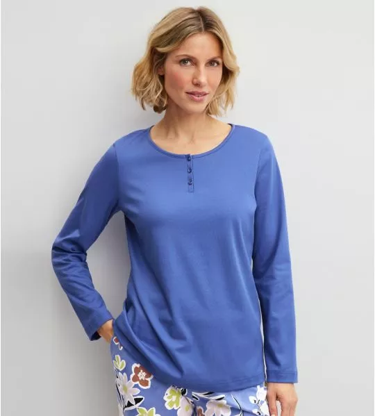 Women's blue long-sleeve T-shirt Late Bloom Deep Cobalt