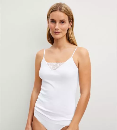 White spaghetti-strap top...