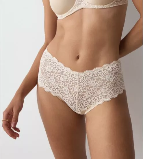 Culotte haute maxi beige en dentelle Amourette