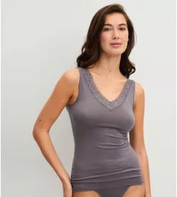 Débardeur femme en coton Natural Comfort Lace Sparrow Brown