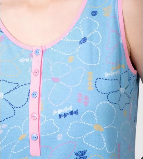 Liquette sans manches bleue imprimé fleuri