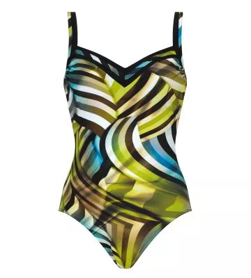 Maillot de bain amincissant Noir & Vert