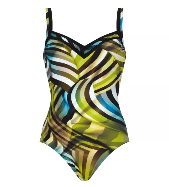 Maillot de bain amincissant Noir & Vert