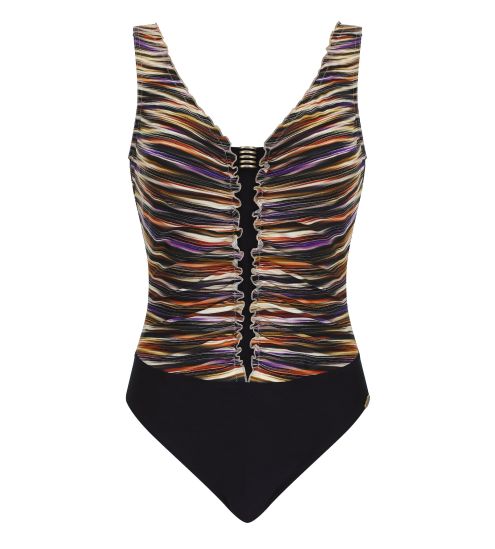Maillot de bain une pièce froncé Marron