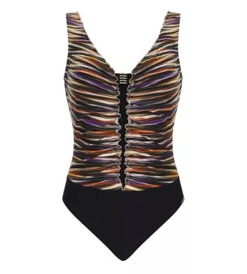 Maillot de bain une pièce froncé Marron