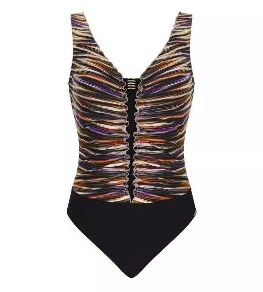 Maillot de bain une pièce froncé Marron